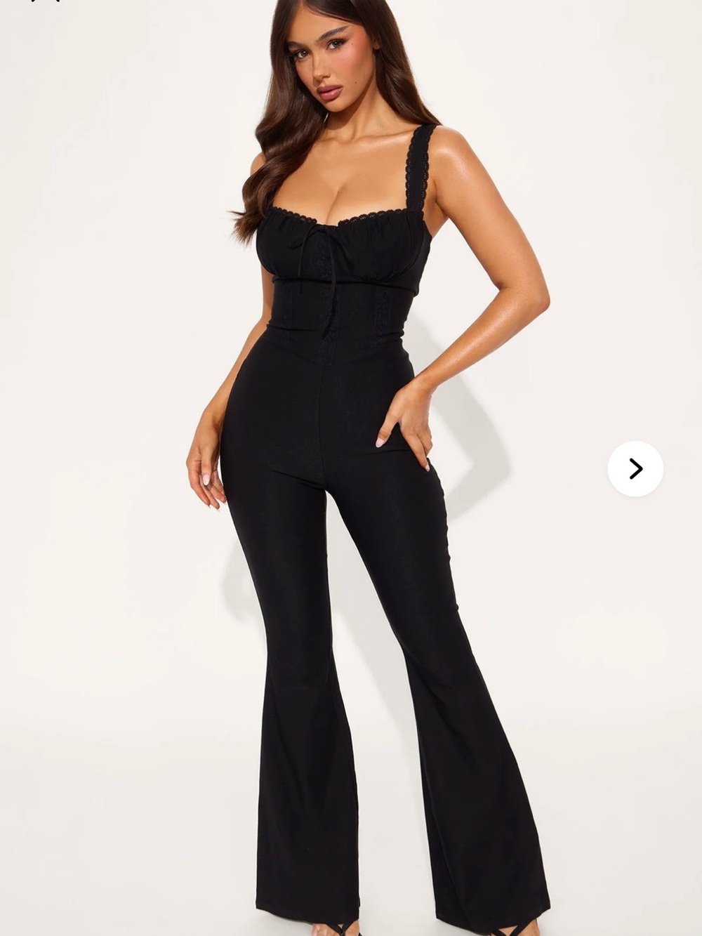 Fashion Nova Black Corset-Style Flared Jumpsuit
